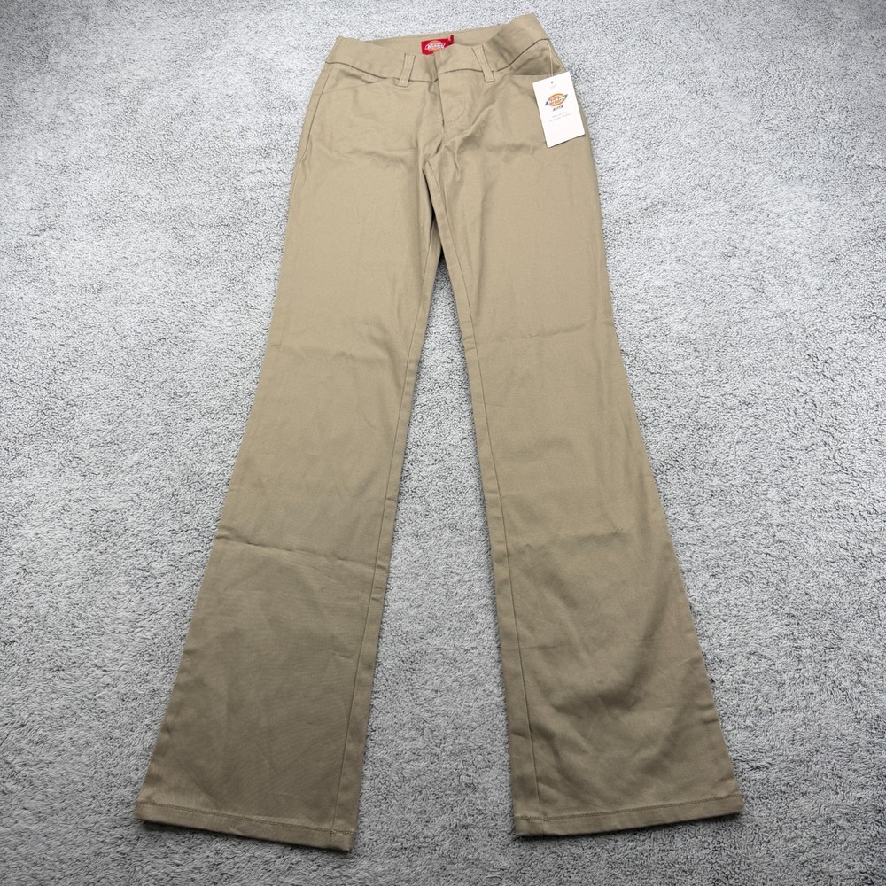Dickies Pants Junior Womens 0 24 Khaki Low Rise Flare Bootcut Work College HH201